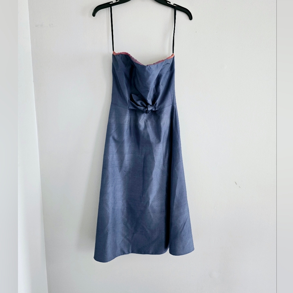 Lynn Lugo Blue Silk Tube Dress 4